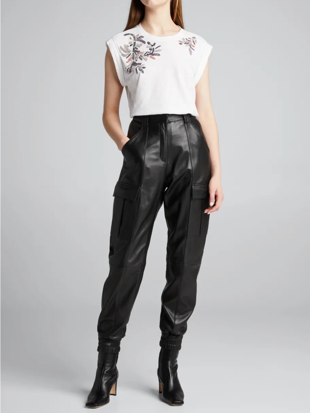 Cinq à Sept Skinny Kelly Leather Pants in Black